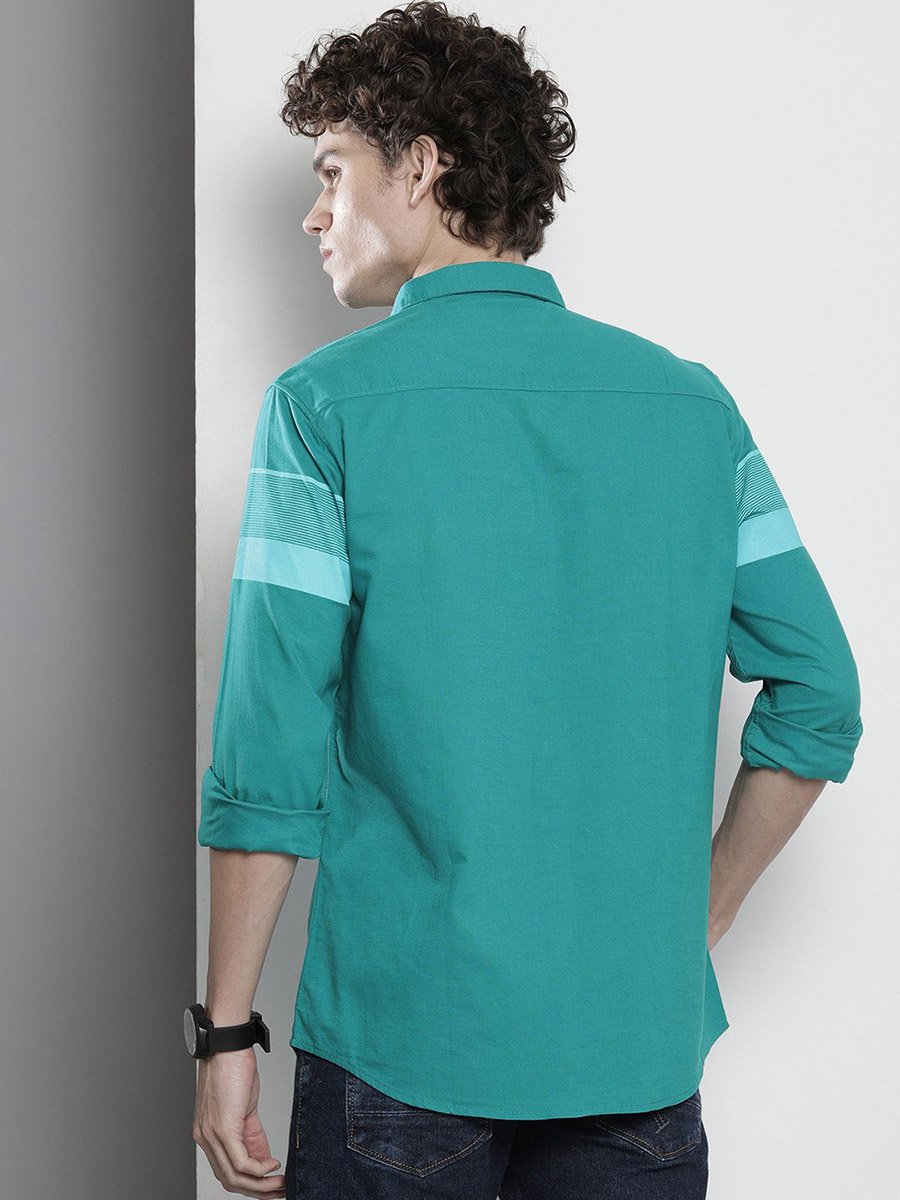 Men Green Striped Regular Fit Shirt