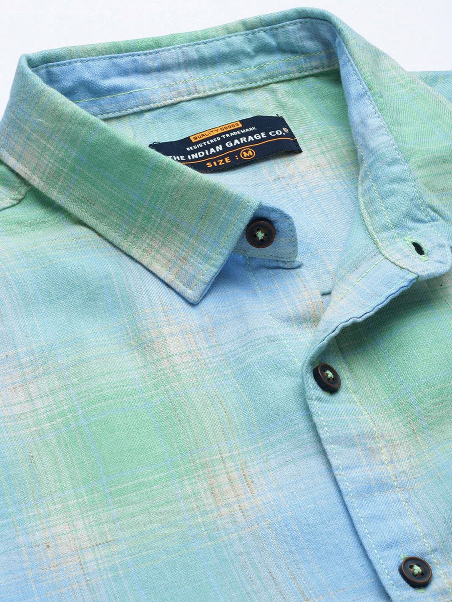 Men Blue Regular Fit Checked Shirt