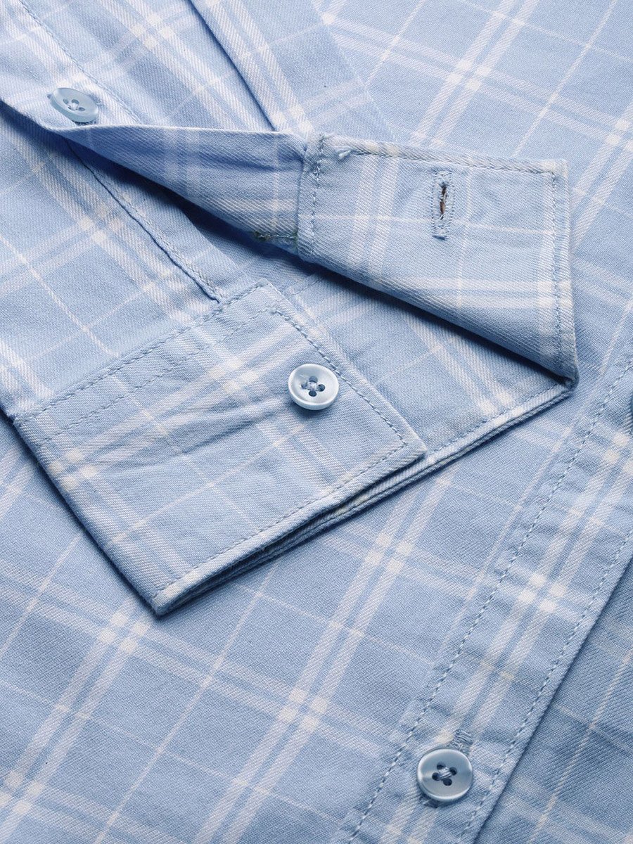 Men Blue Slim Fit Checked Shirt