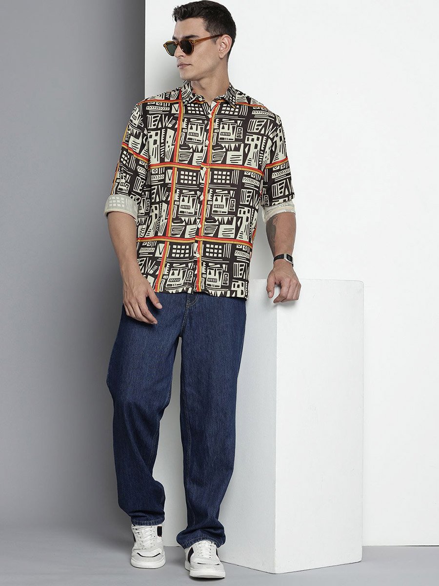 Men Geometric Print Relaxed Fit Shirt