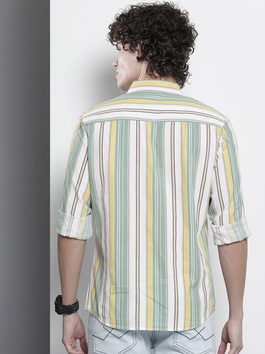 Men Green Striped Shirt