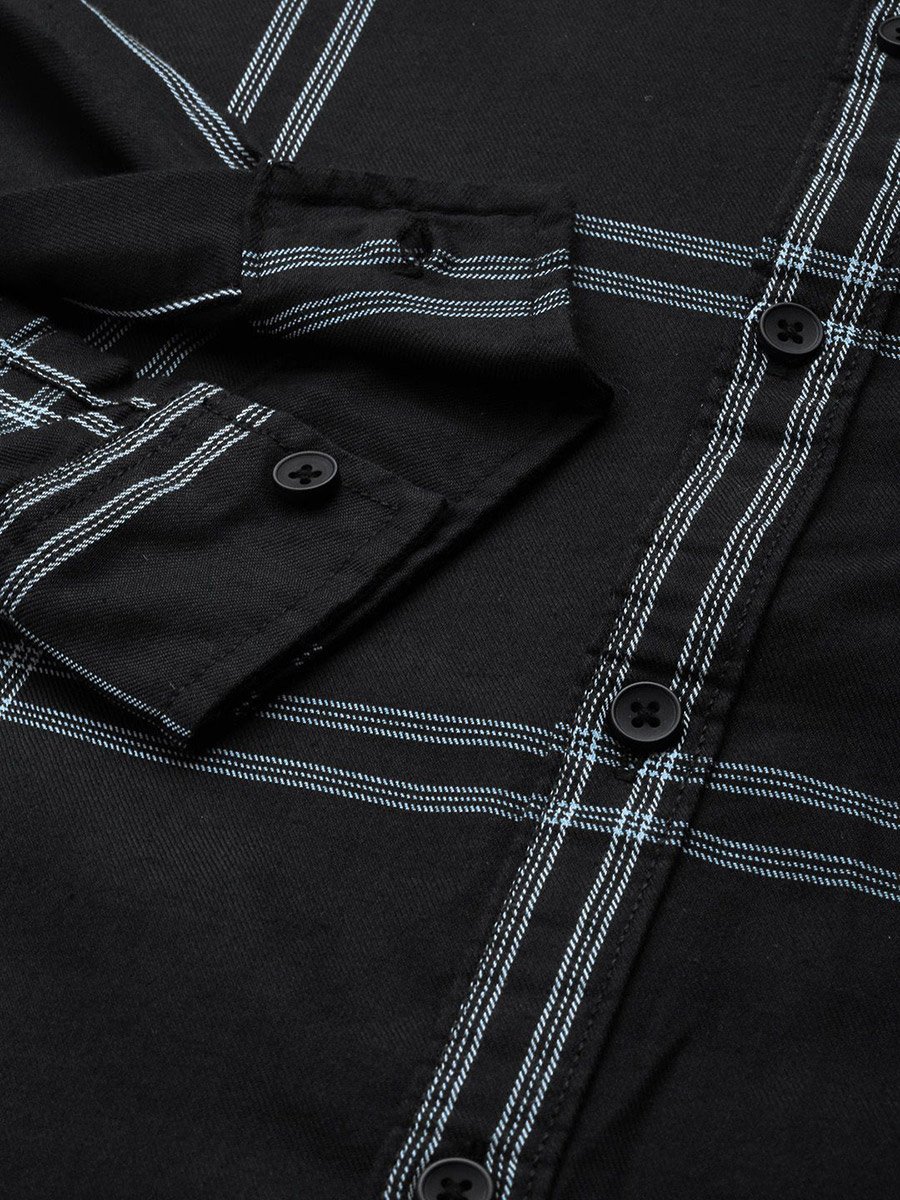 Men Black Checkered Casual Shirt