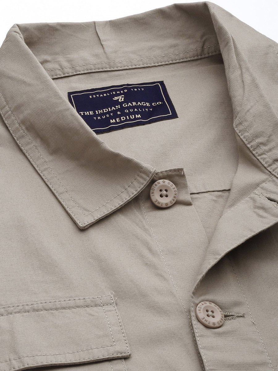Men Beige Slogan Print Casual Shirt