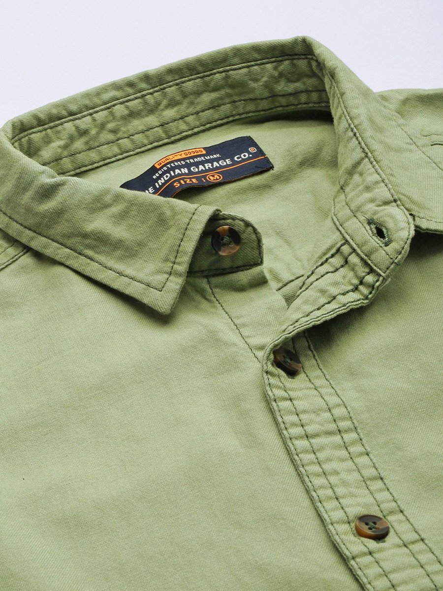 Men Green Slim Fit Casual Shirt