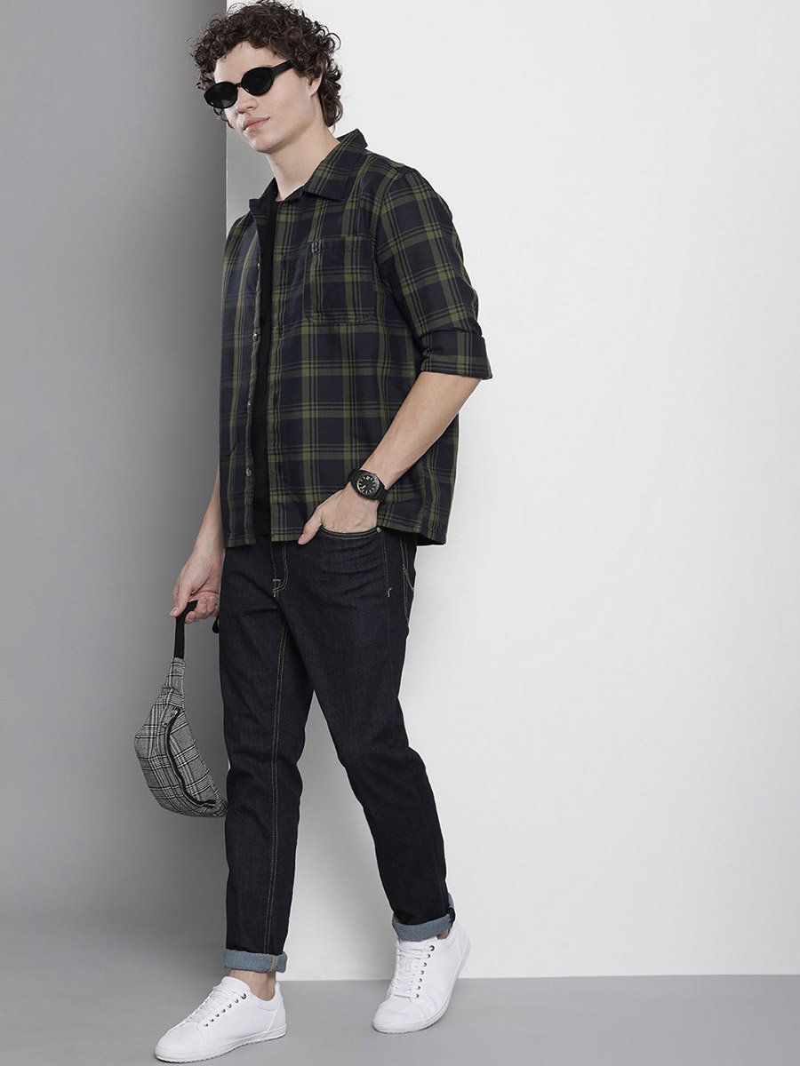 Men Black Regular Fit Casual Shirt