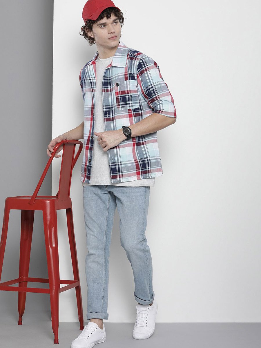 Men Blue Relaxed Fit Casual Shirt