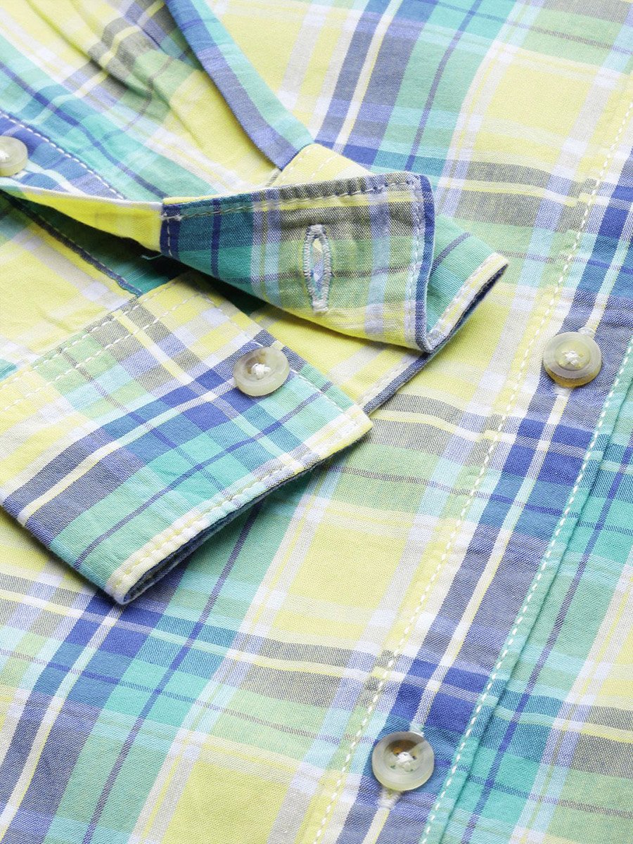 Men Yellow Checkered Casual Shirt