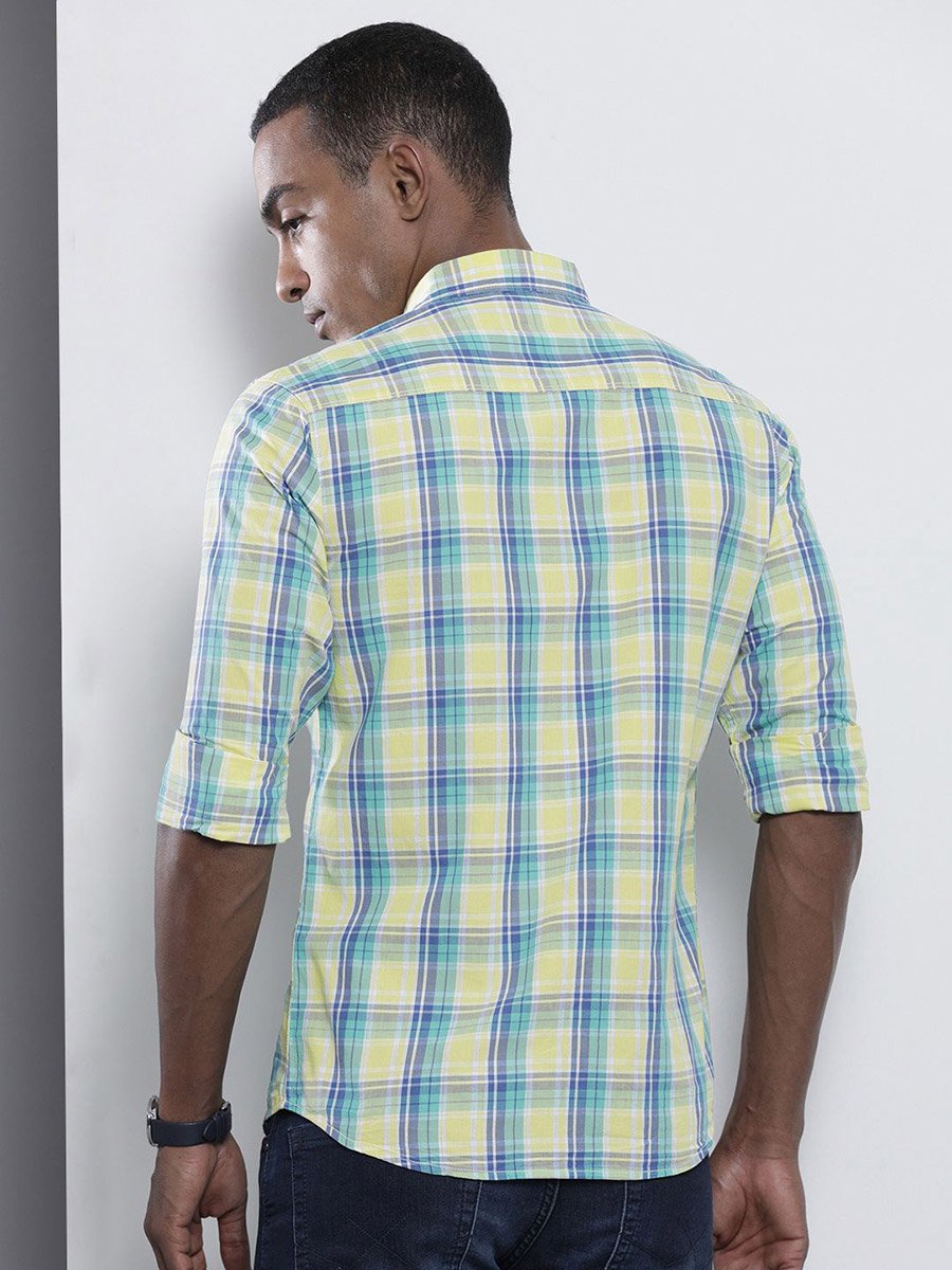 Men Yellow Checkered Casual Shirt