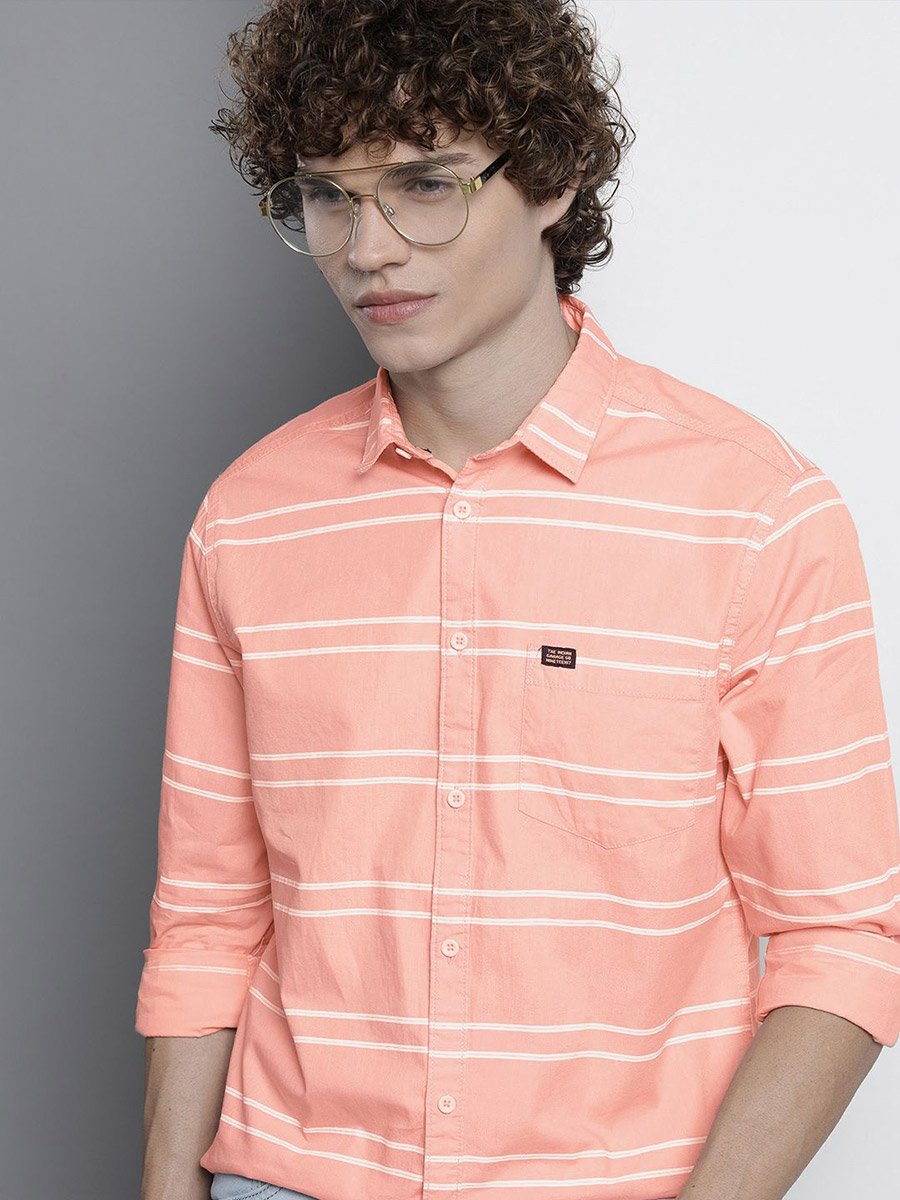 Men Pink Striped Slim Fit Shirt