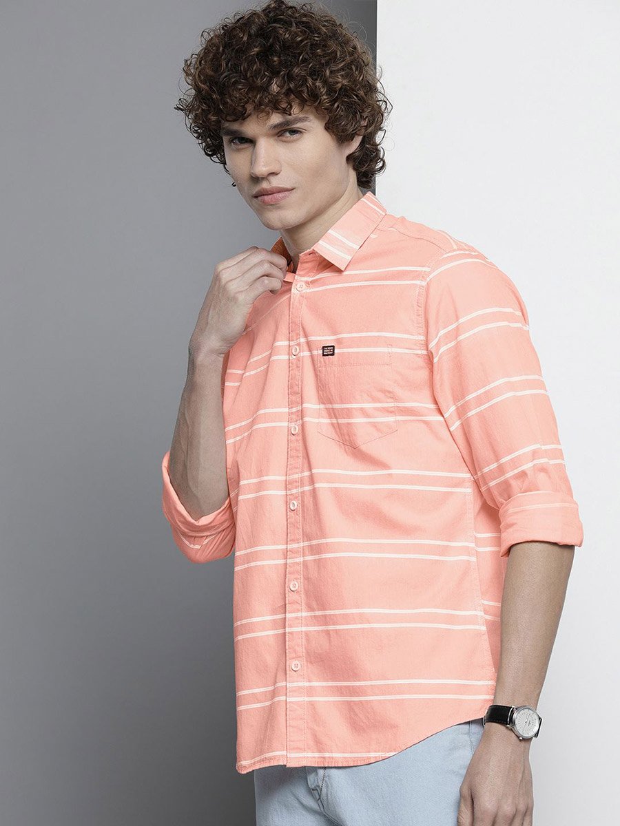 Men Pink Striped Slim Fit Shirt