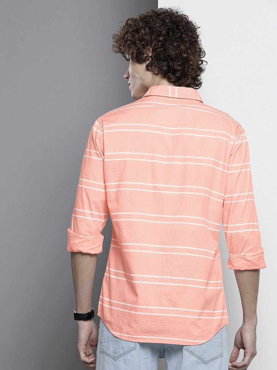 Men Pink Striped Slim Fit Shirt