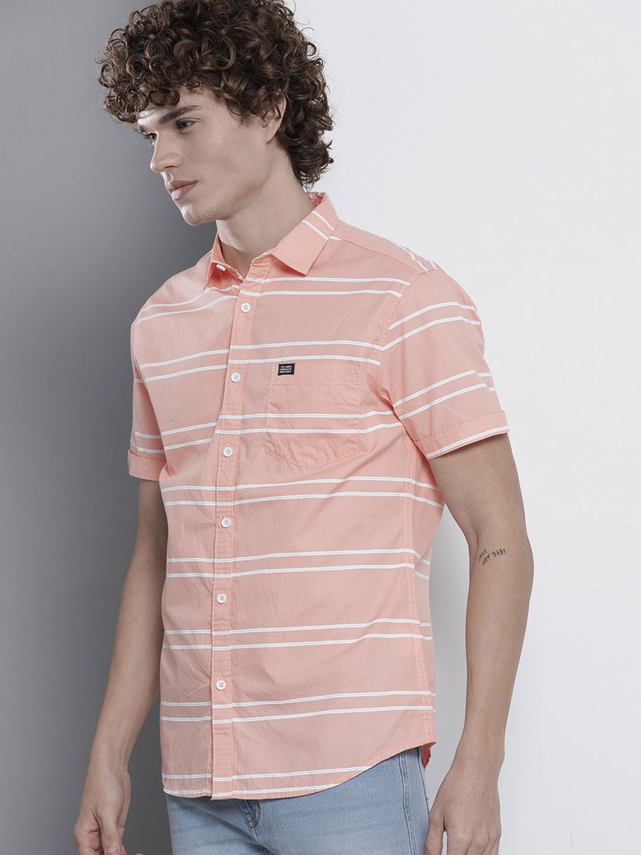 Men Pink Striped Slim Fit Shirt