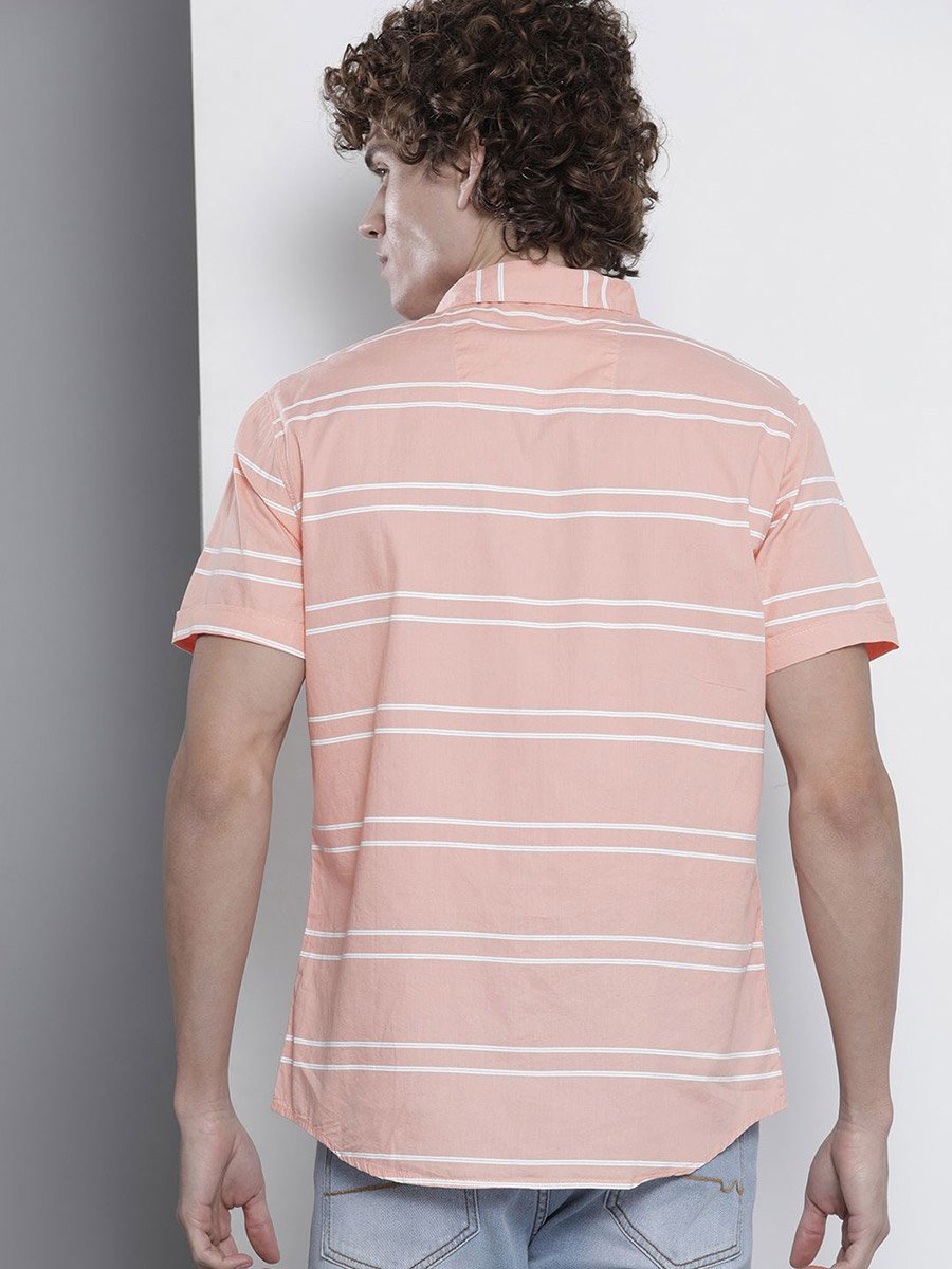 Men Pink Striped Slim Fit Shirt
