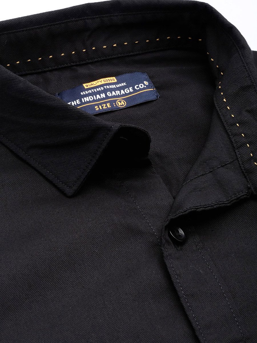 Men Black Slim Fit Cotton Shirt