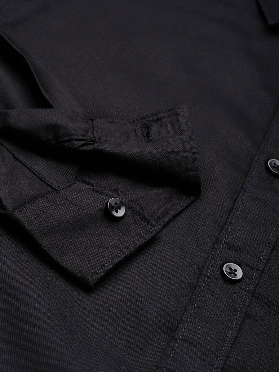 Men Black Slim Fit Cotton Shirt