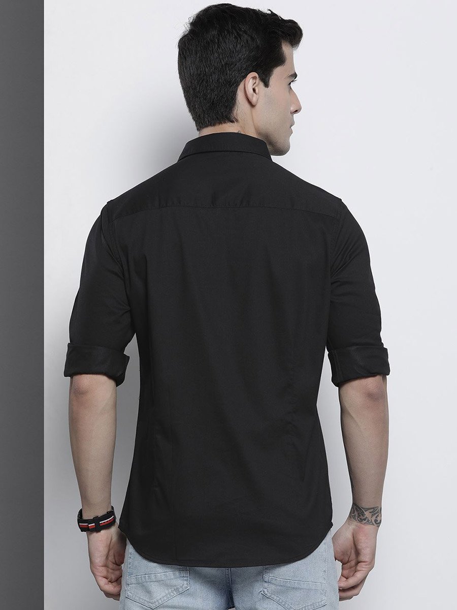 Men Black Slim Fit Cotton Shirt