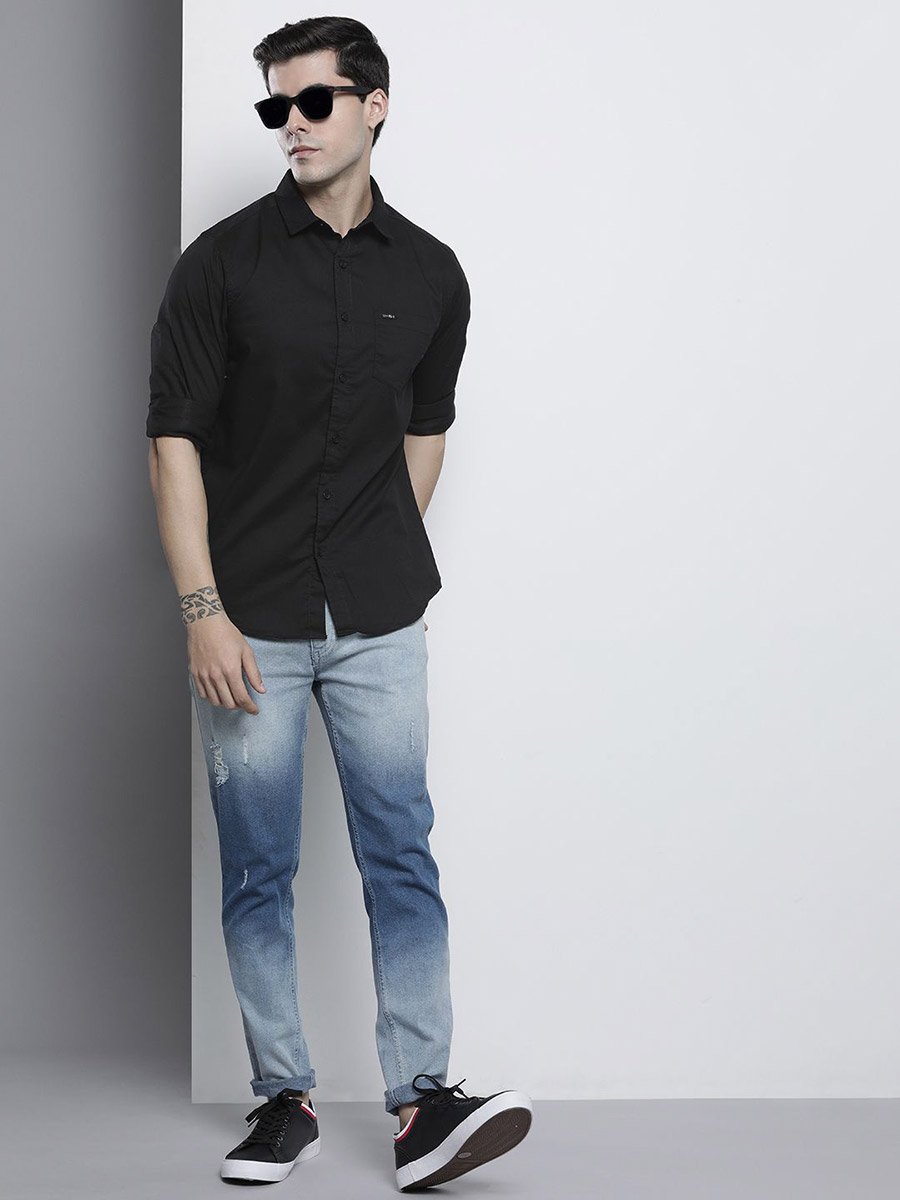 Men Black Slim Fit Cotton Shirt