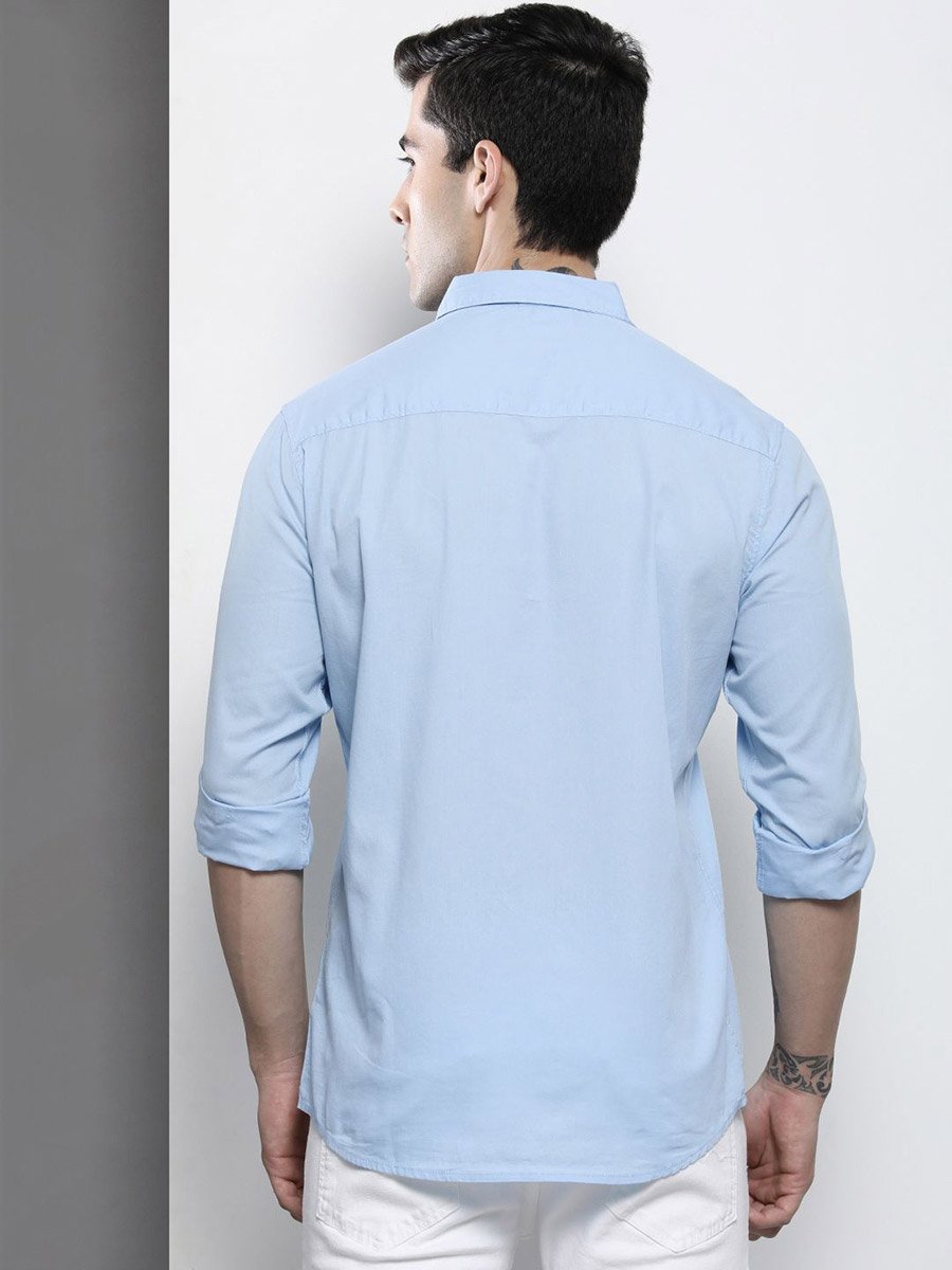 Men Blue Solid Casual Shirt