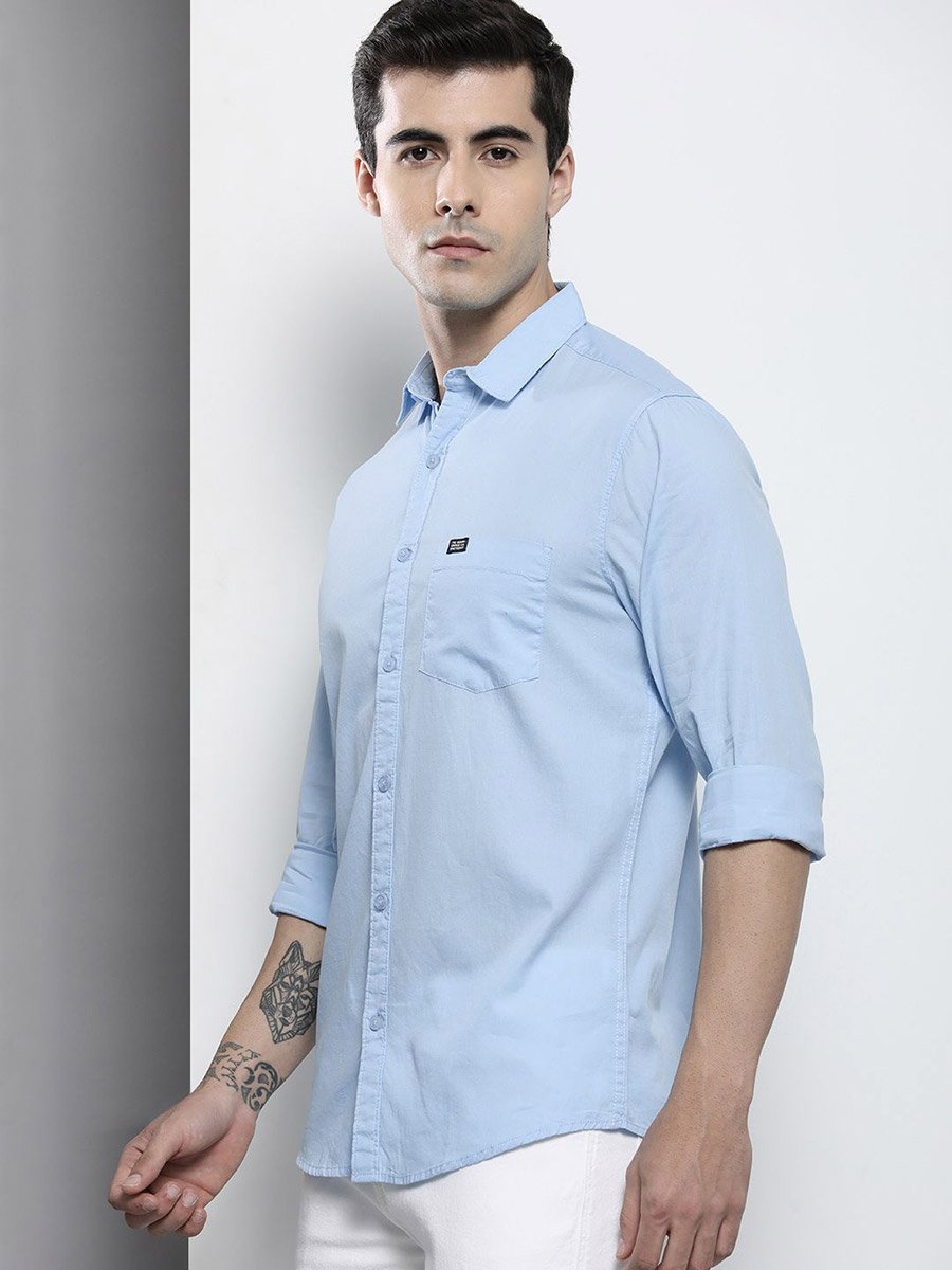 Men Blue Solid Casual Shirt