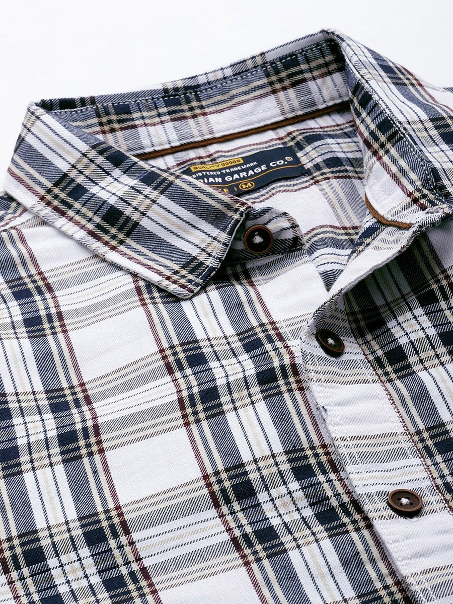 Men White Checked Regular Fit Shirt