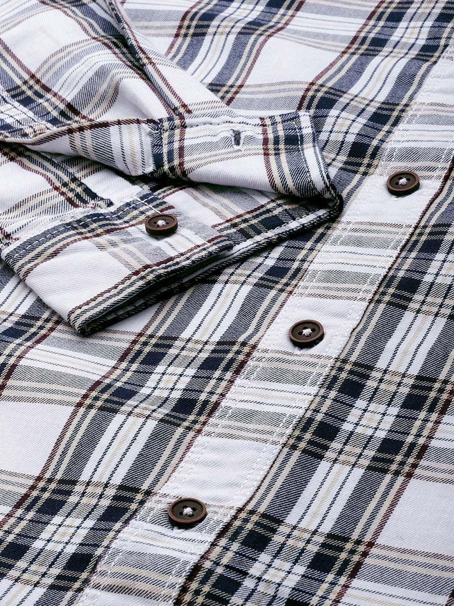 Men White Checked Regular Fit Shirt