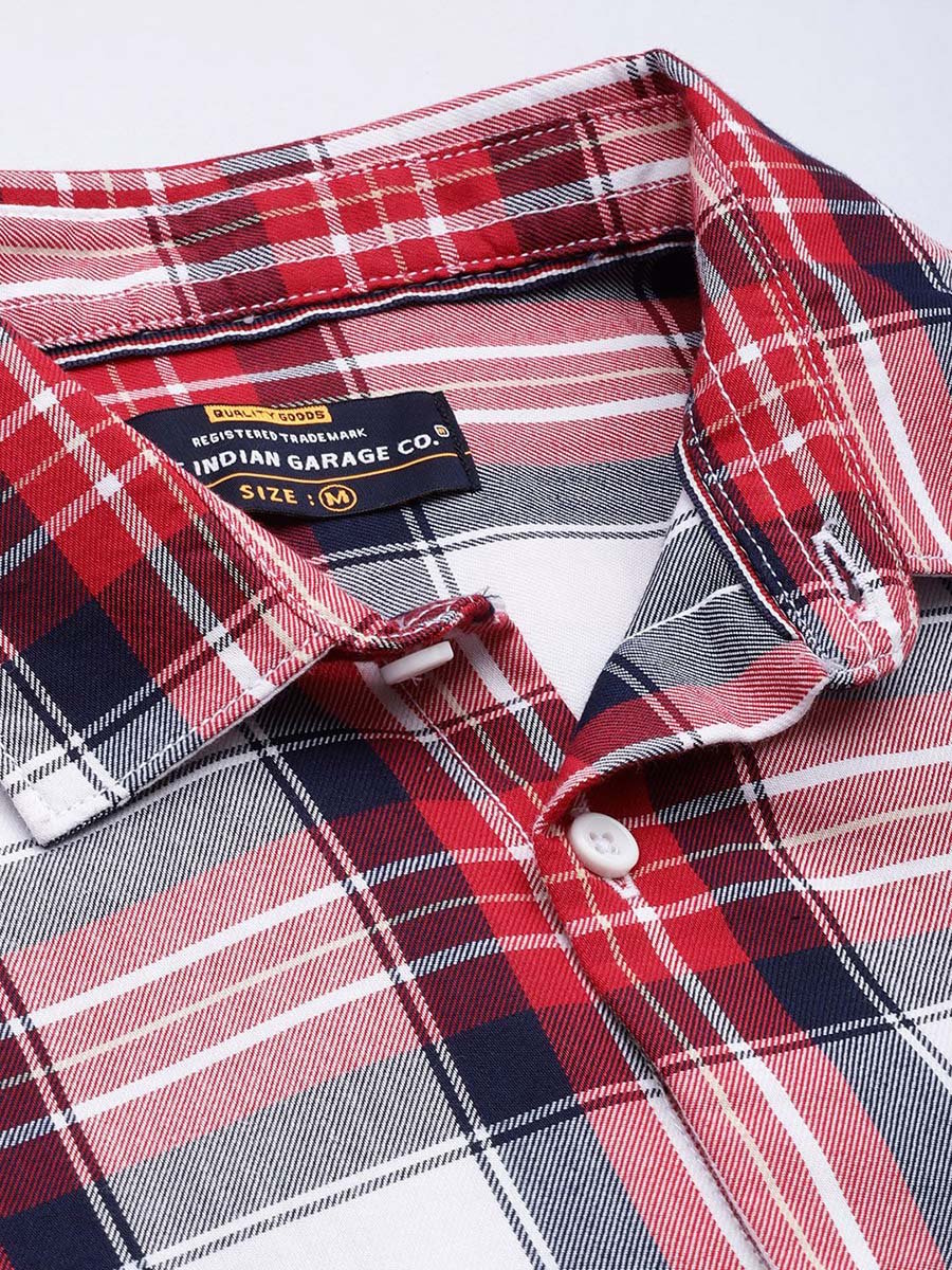 Men Red Checkered Regular Fit Shirt