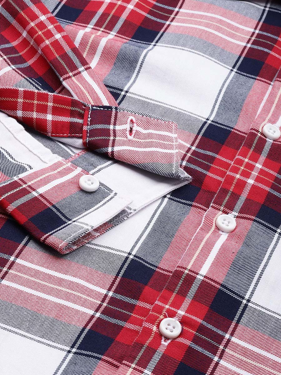 Men Red Checkered Regular Fit Shirt