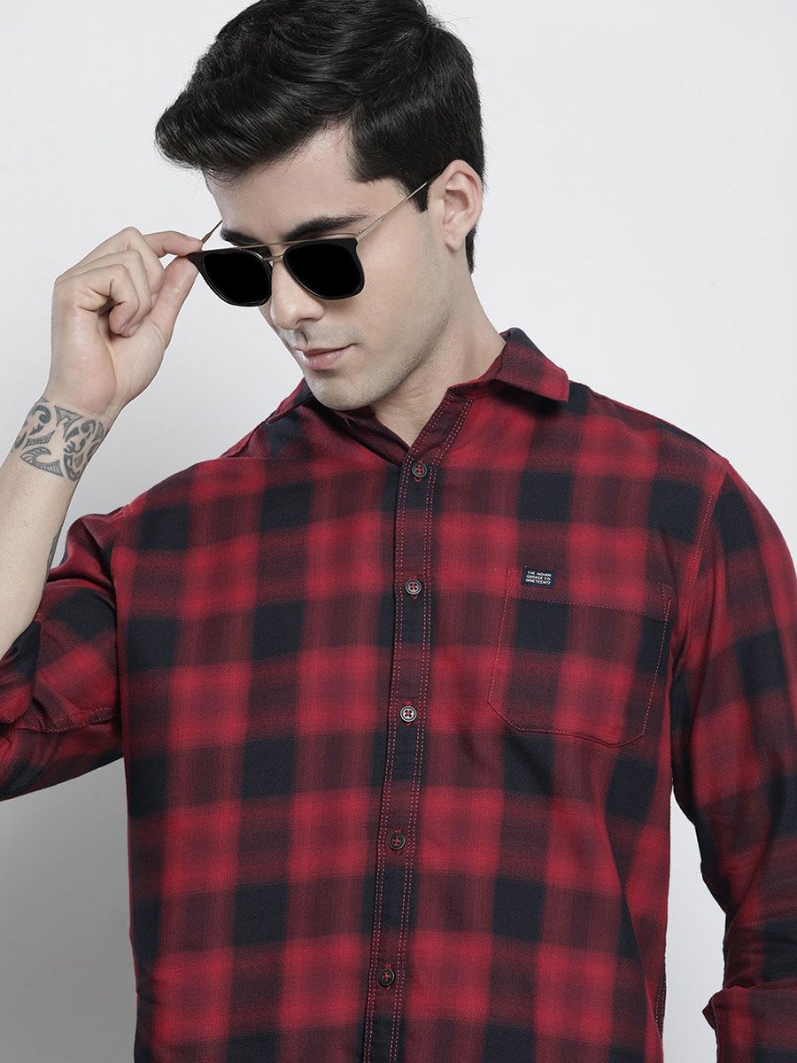 Men Red Checkered Casual Shirt