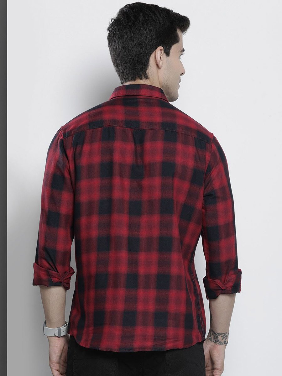 Men Red Checkered Casual Shirt