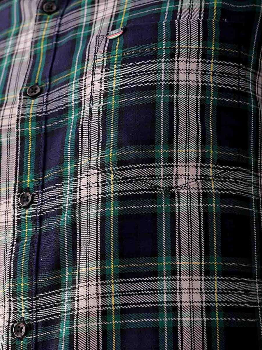 Men Blue Plaid Slim Fit Shirt