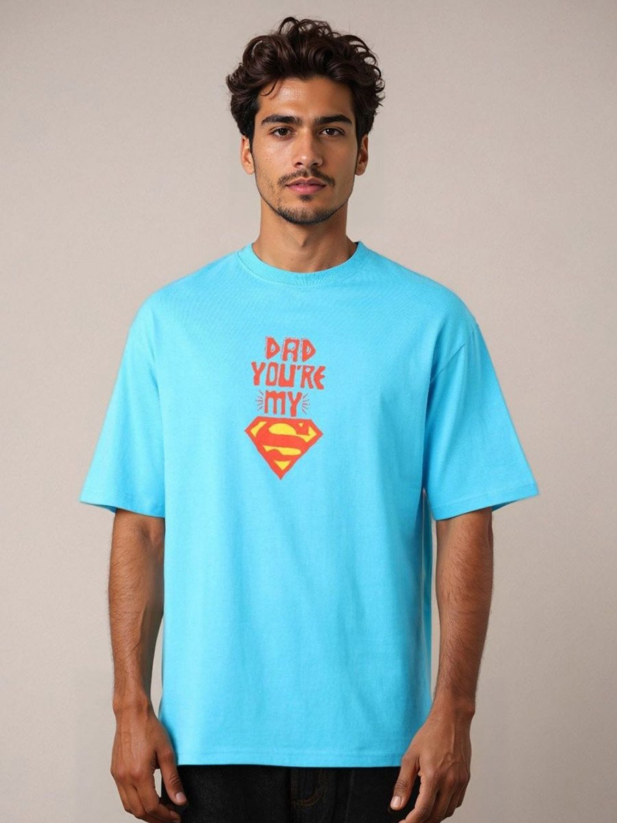 Men Blue Boxy Fit Graphic T-Shirt