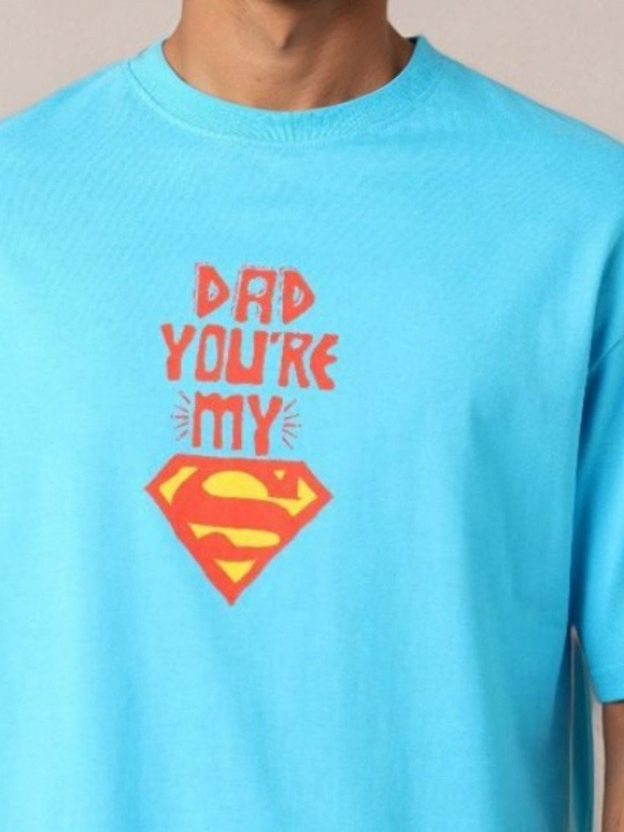 Men Blue Boxy Fit Graphic T-Shirt