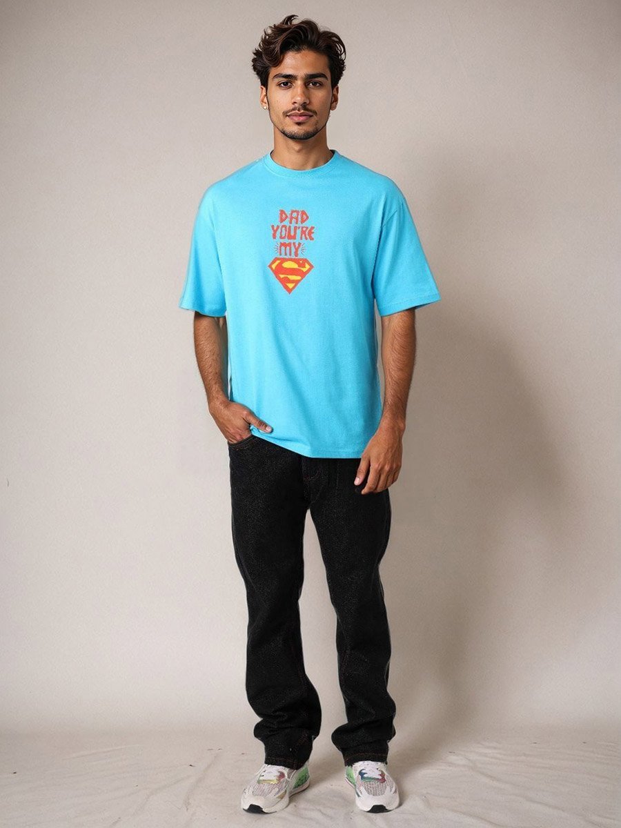Men Blue Boxy Fit Graphic T-Shirt