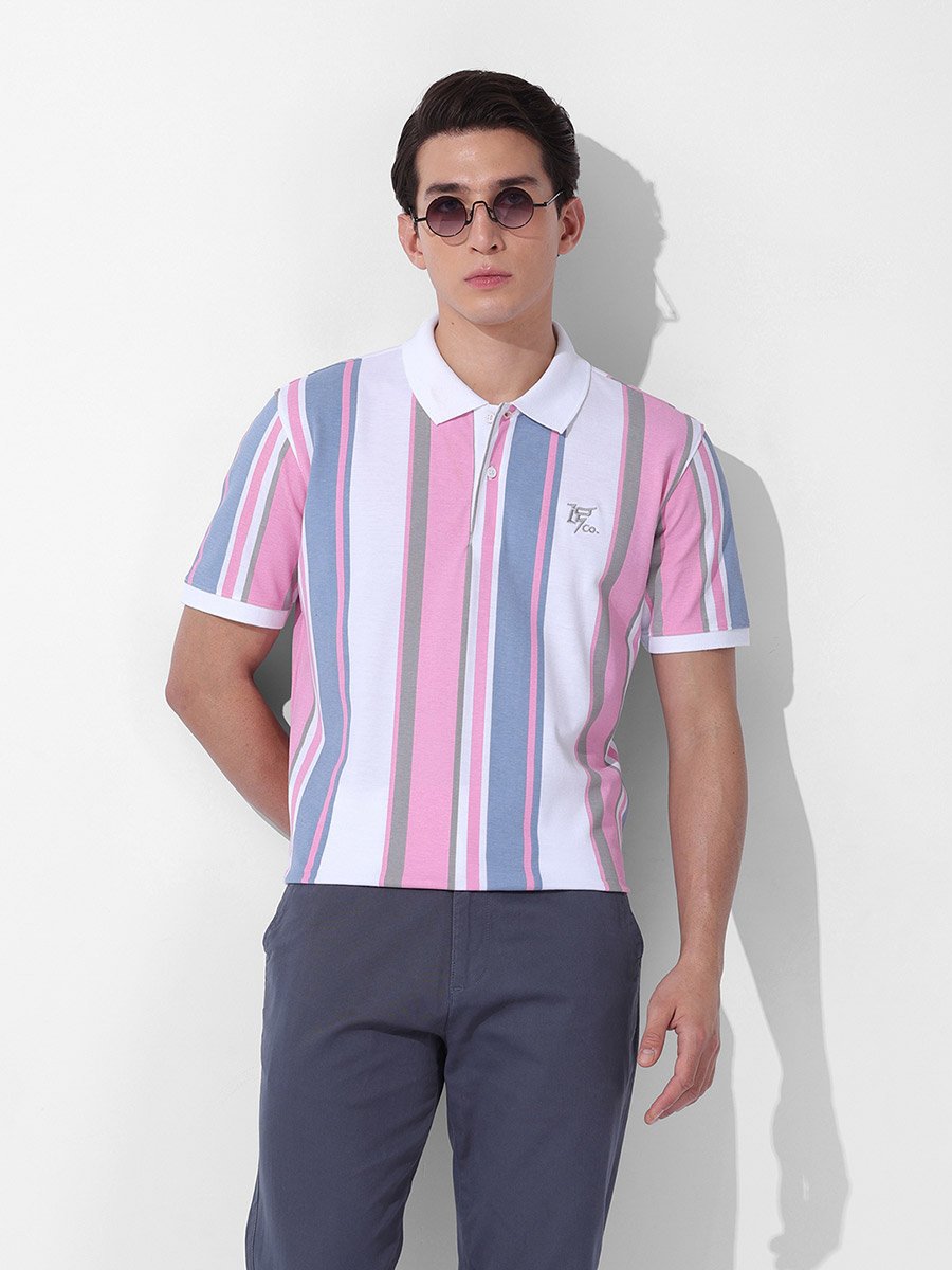 Men Regular Fit Striped Polo