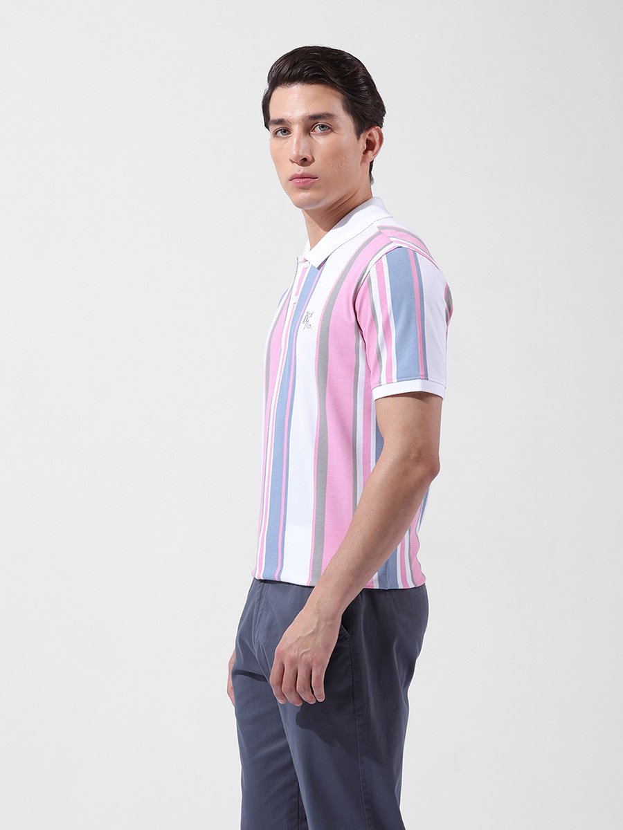Men Regular Fit Striped Polo