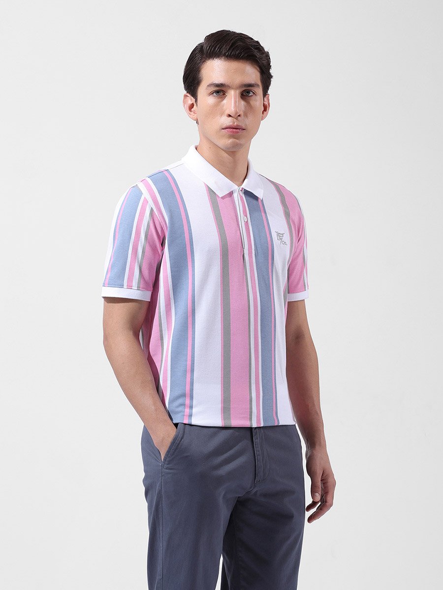 Men Regular Fit Striped Polo