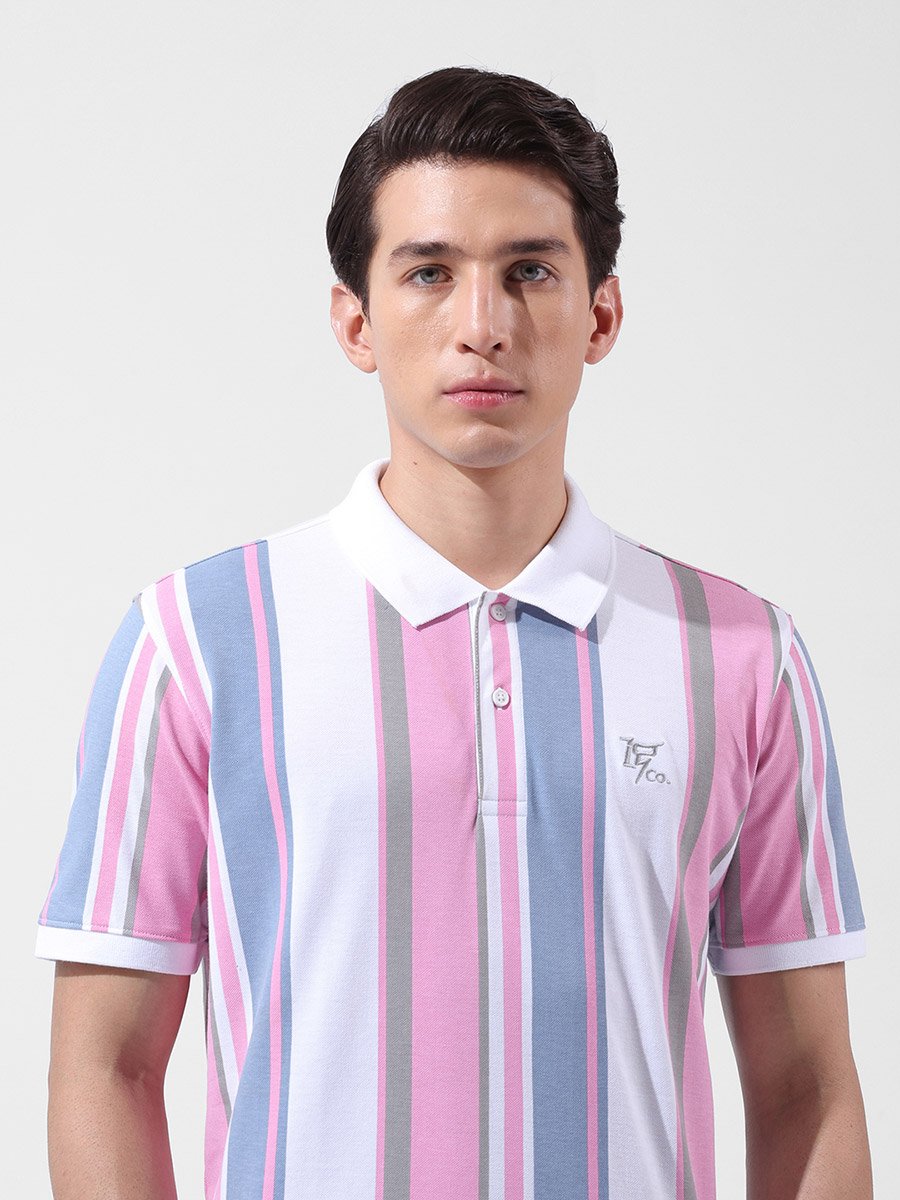 Men Regular Fit Striped Polo