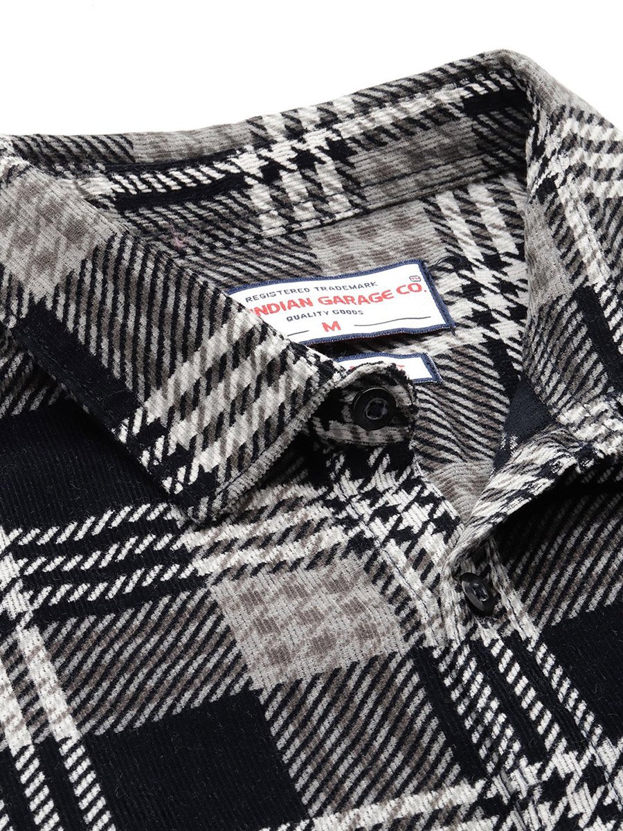 Men Black Regular Fit Checkered Shirt