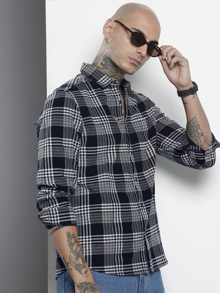 Men Black Regular Fit Checkered Shirt