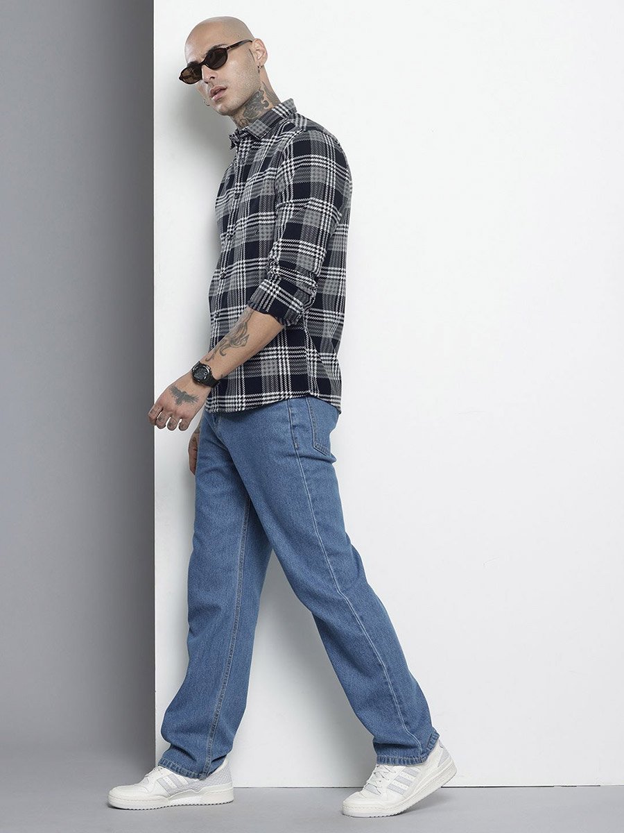 Men Black Regular Fit Checkered Shirt