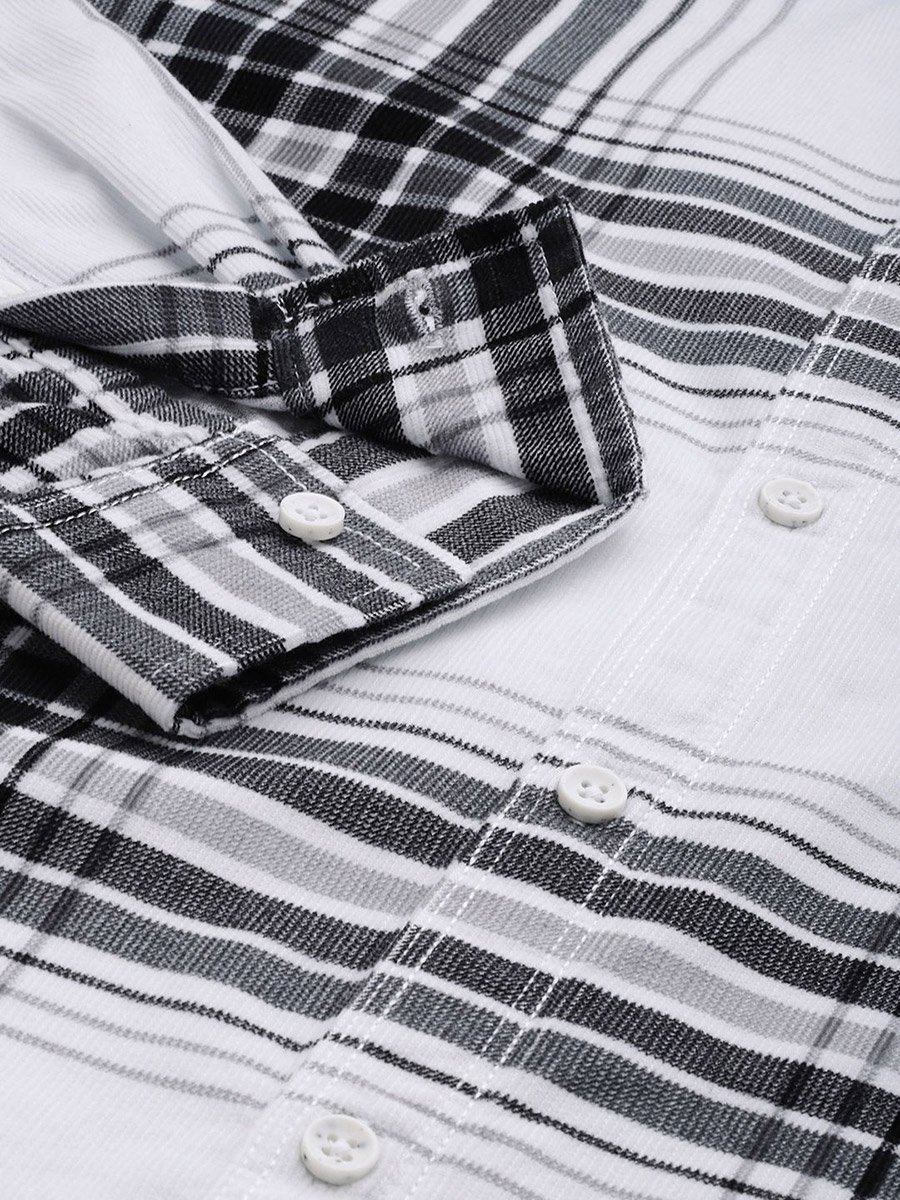 Men White Regular Fit Checked Shirt