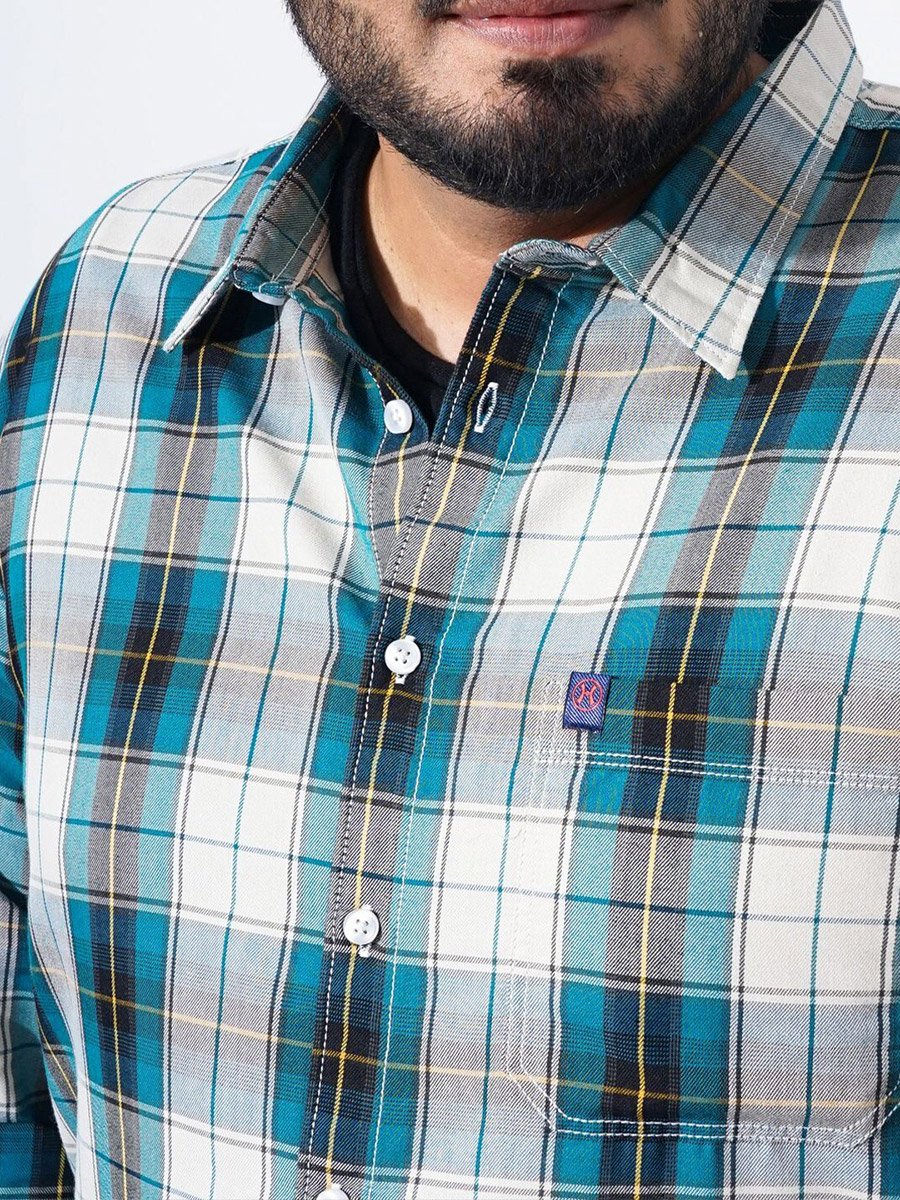 Plus Size Green Checked Casual Shirt