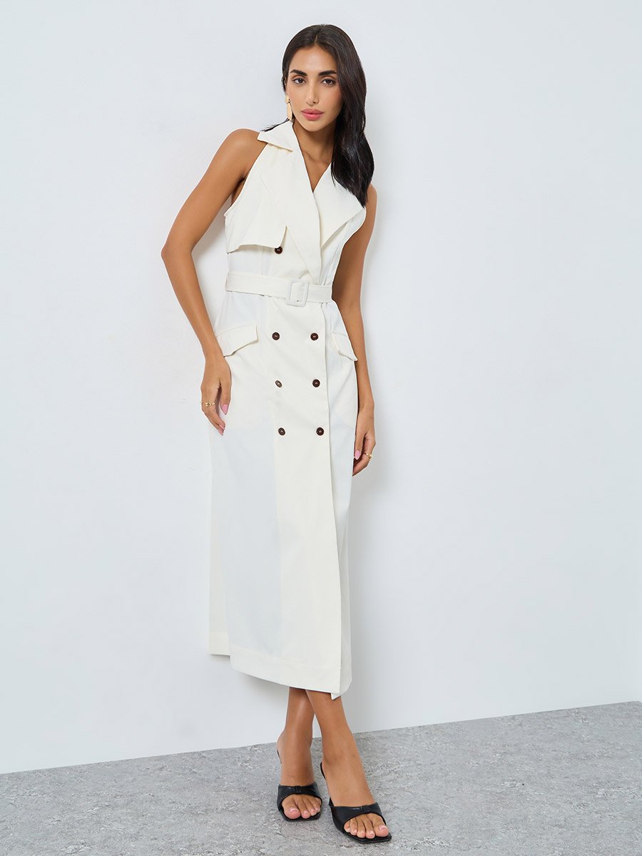 cream belted blazer dress Helsa Cream Belted Blazer Dress by Helsa
