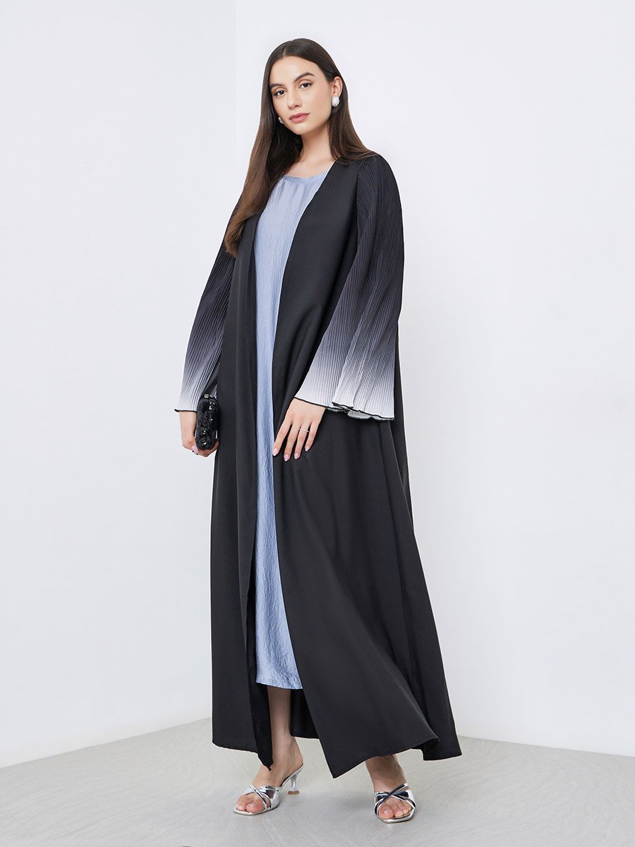 Dye Print Bell Sleeve Open Front Abaya
