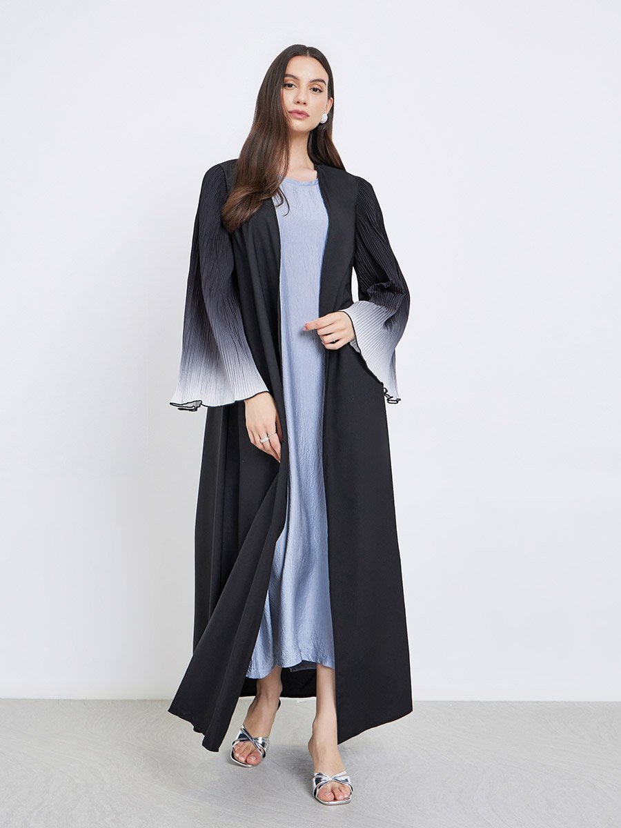 Dye Print Bell Sleeve Open Front Abaya