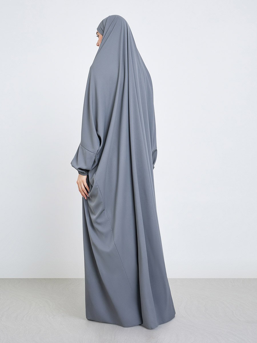 Grey Batwing Sleeve Prayer Dress For Women at UAE | Styli