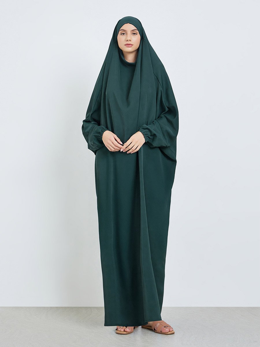 Dark Green Batwing Sleeve Prayer Dress