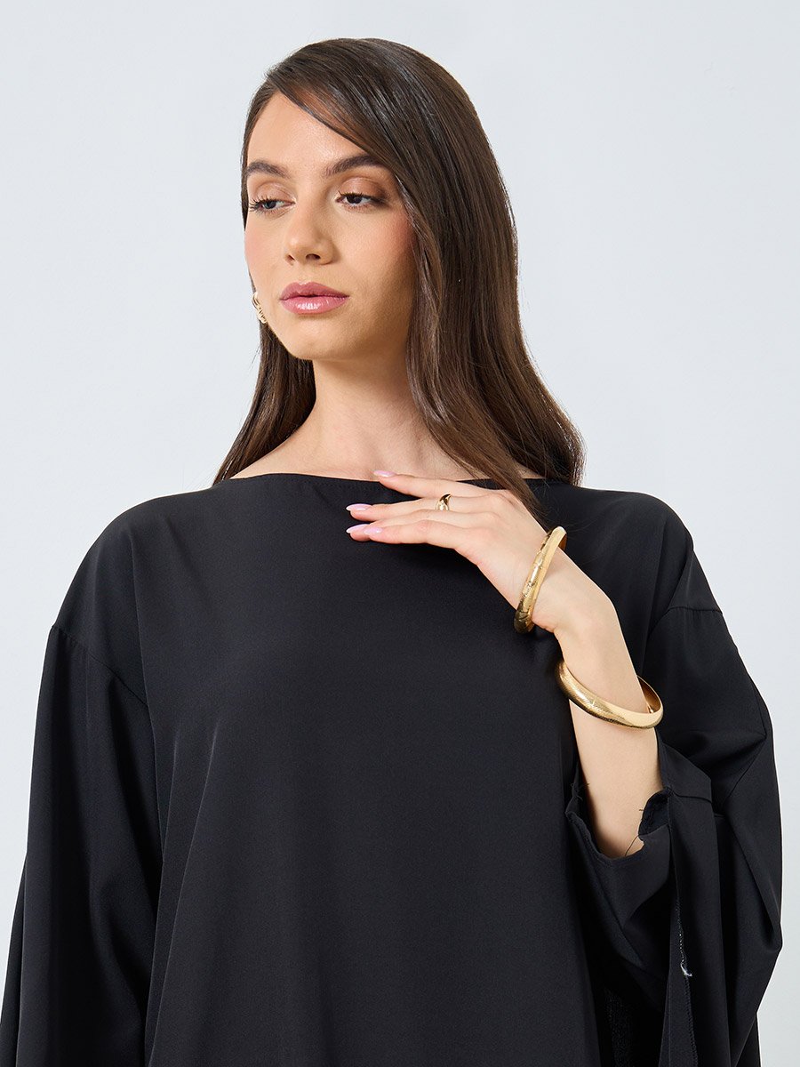 Solid Batwing Sleeve Maxi Kaftan