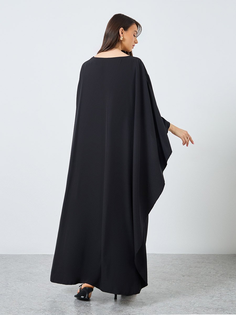 Solid Batwing Sleeve Maxi Kaftan