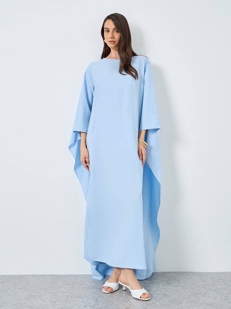 Solid Batwing Sleeve Maxi Kaftan